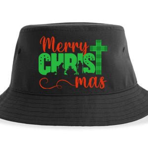 Merry Christ Mas Christian Christmas Jesus Christmas Family Sustainable Bucket Hat