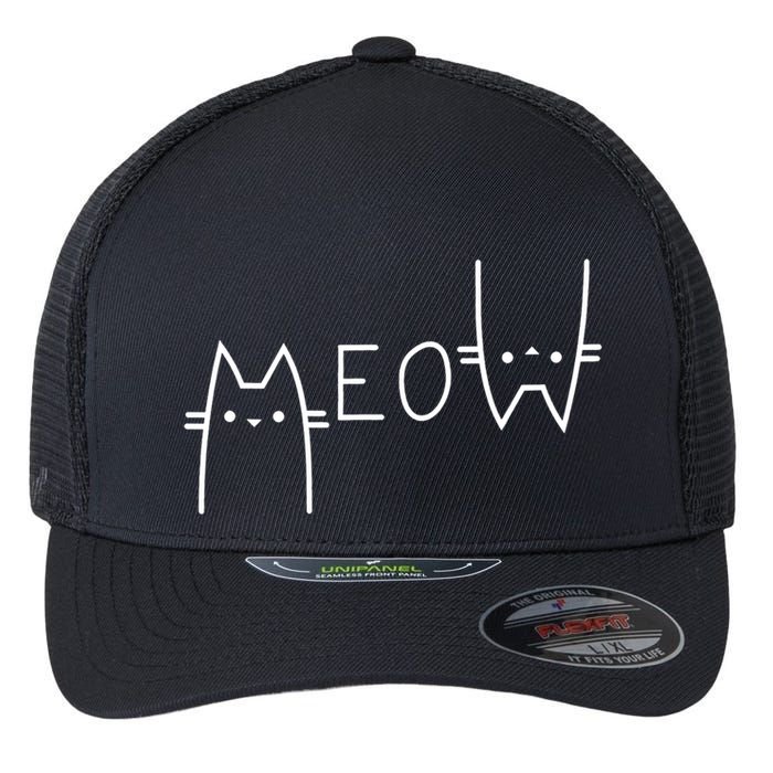 Meow Cat Meow Kitty Funny Cats Mom And Cat Dad Gift Flexfit Unipanel Trucker Cap