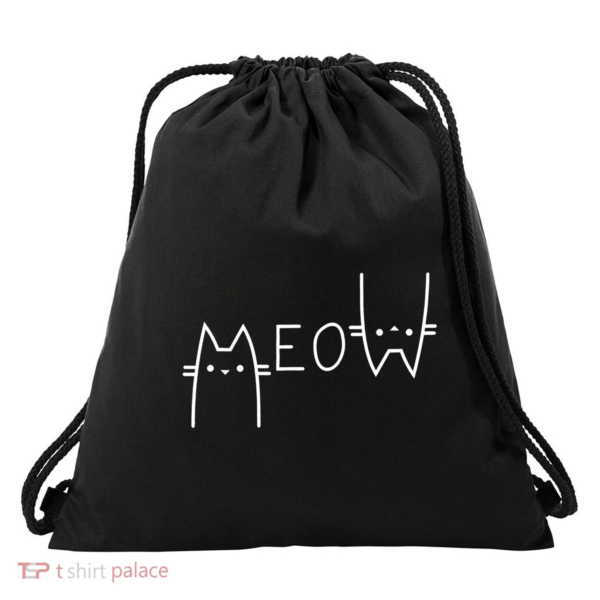 Meow Cat Meow Kitty Funny Cats Mom And Cat Dad Gift Drawstring Bag