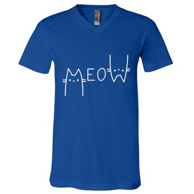 Meow Cat Meow Kitty Funny Cats Mom And Cat Dad Gift V-Neck T-Shirt