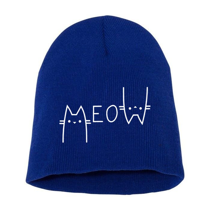 Meow Cat Meow Kitty Funny Cats Mom And Cat Dad Gift Short Acrylic Beanie