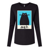 Meh Cat Meow Kitty Cat Lover Japanese Cat Kawaii Anime Womens Cotton Relaxed Long Sleeve T-Shirt