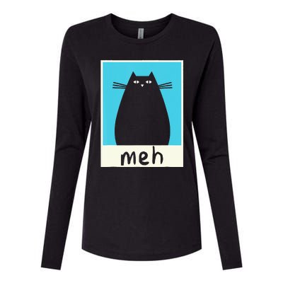 Meh Cat Meow Kitty Cat Lover Japanese Cat Kawaii Anime Womens Cotton Relaxed Long Sleeve T-Shirt