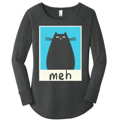 Meh Cat Meow Kitty Cat Lover Japanese Cat Kawaii Anime Women's Perfect Tri Tunic Long Sleeve Shirt