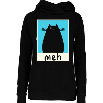 Meh Cat Meow Kitty Cat Lover Japanese Cat Kawaii Anime Womens Funnel Neck Pullover Hood