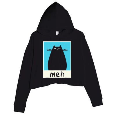 Meh Cat Meow Kitty Cat Lover Japanese Cat Kawaii Anime Crop Fleece Hoodie