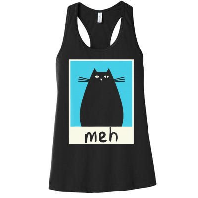 Meh Cat Meow Kitty Cat Lover Japanese Cat Kawaii Anime Women's Racerback Tank