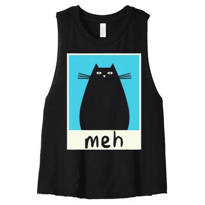 Meh Cat Meow Kitty Cat Lover Japanese Cat Kawaii Anime Women's Racerback Cropped Tank