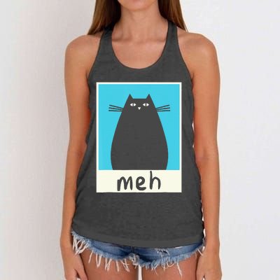 Meh Cat Meow Kitty Cat Lover Japanese Cat Kawaii Anime Women's Knotted Racerback Tank