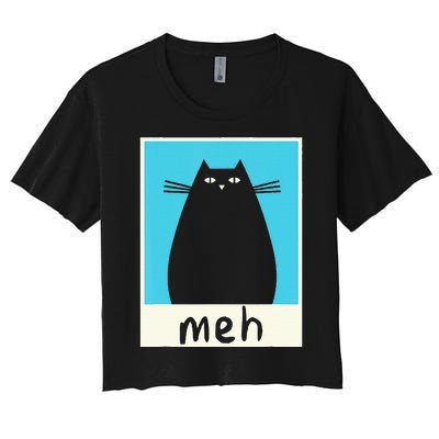 Meh Cat Meow Kitty Cat Lover Japanese Cat Kawaii Anime Women's Crop Top Tee