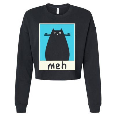 Meh Cat Meow Kitty Cat Lover Japanese Cat Kawaii Anime Cropped Pullover Crew