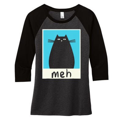 Meh Cat Meow Kitty Cat Lover Japanese Cat Kawaii Anime Women's Tri-Blend 3/4-Sleeve Raglan Shirt