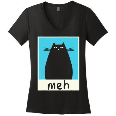 Meh Cat Meow Kitty Cat Lover Japanese Cat Kawaii Anime Women's V-Neck T-Shirt