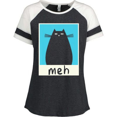 Meh Cat Meow Kitty Cat Lover Japanese Cat Kawaii Anime Enza Ladies Jersey Colorblock Tee