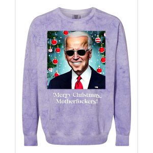 Merry Christmas Motherfuckers Funny Joe Biden Dark Brandon Christmas Holiday Colorblast Crewneck Sweatshirt