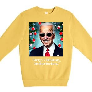 Merry Christmas Motherfuckers Funny Joe Biden Dark Brandon Christmas Holiday Premium Crewneck Sweatshirt