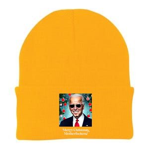 Merry Christmas Motherfuckers Funny Joe Biden Dark Brandon Christmas Holiday Knit Cap Winter Beanie