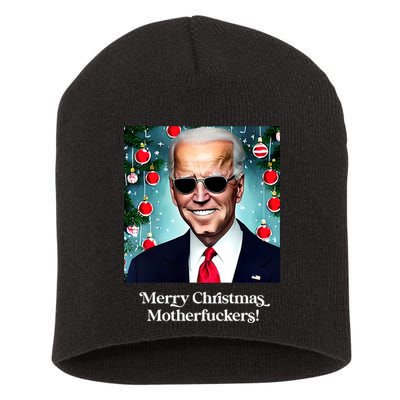Merry Christmas Motherfuckers Funny Joe Biden Dark Brandon Christmas Holiday Short Acrylic Beanie