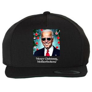 Merry Christmas Motherfuckers Funny Joe Biden Dark Brandon Christmas Holiday Wool Snapback Cap