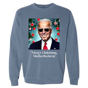 Merry Christmas Motherfuckers Funny Joe Biden Dark Brandon Christmas Holiday Garment-Dyed Sweatshirt