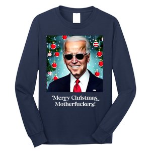 Merry Christmas Motherfuckers Funny Joe Biden Dark Brandon Christmas Holiday Long Sleeve Shirt