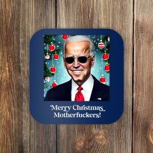 Merry Christmas Motherfuckers Funny Joe Biden Dark Brandon Christmas Holiday Coaster