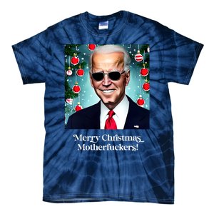 Merry Christmas Motherfuckers Funny Joe Biden Dark Brandon Christmas Holiday Tie-Dye T-Shirt