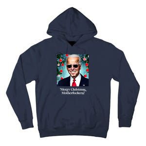 Merry Christmas Motherfuckers Funny Joe Biden Dark Brandon Christmas Holiday Tall Hoodie