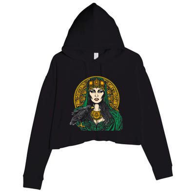 Morrigan Celtic Mythology Irish Goddess Of Death Crop Fleece Hoodie