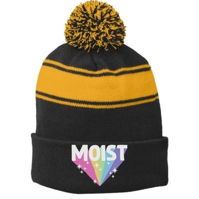 Moist Cringey Stripe Pom Pom Beanie