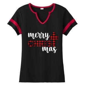 Merry Christ Mas Jesus Birthday Christmas Ladies Halftime Notch Neck Tee