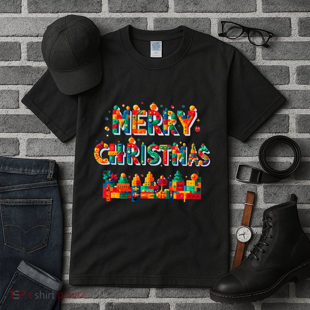 Merry Christmas Master Builder Building Bricks Blocks Lovers Tall T-Shirt