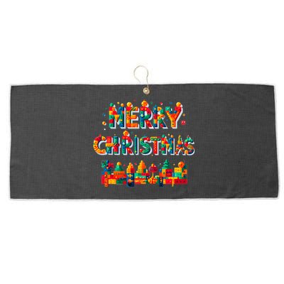 Merry Christmas Master Builder Building Bricks Blocks Lovers Large Microfiber Waffle Golf Towel