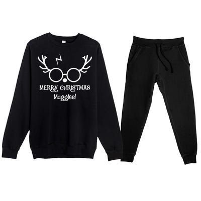 Merry Christmas Muggles Funny Christmas Premium Crewneck Sweatsuit Set