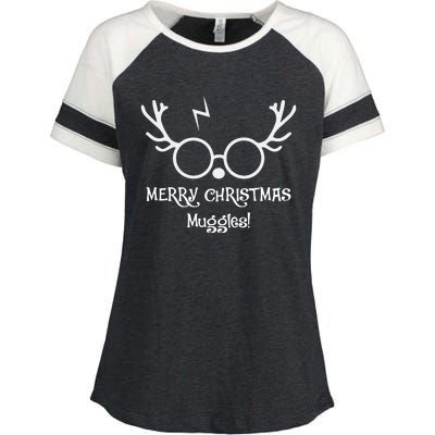 Merry Christmas Muggles Funny Christmas Enza Ladies Jersey Colorblock Tee