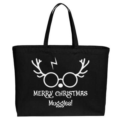 Merry Christmas Muggles Funny Christmas Cotton Canvas Jumbo Tote