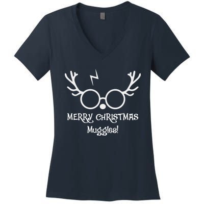 Merry Christmas Muggles Funny Christmas Women's V-Neck T-Shirt