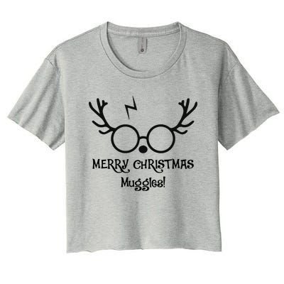 Merry Christmas Muggles Funny Christmas Women's Crop Top Tee