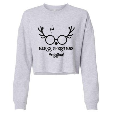 Merry Christmas Muggles Funny Christmas Cropped Pullover Crew