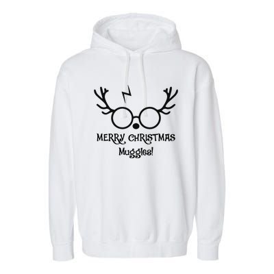 Merry Christmas Muggles Funny Christmas Garment-Dyed Fleece Hoodie