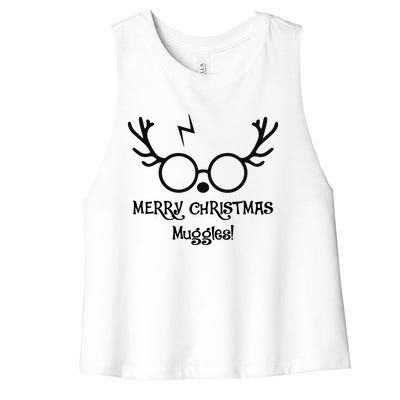 Merry Christmas Muggles Funny Christmas Women's Racerback Cropped Tank