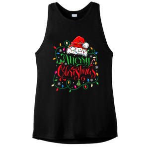 Merry Christmas Matching Family Santa Hat Lights Xmas Ladies PosiCharge Tri-Blend Wicking Tank