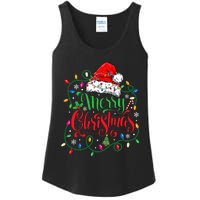 Merry Christmas Matching Family Santa Hat Lights Xmas Ladies Essential Tank