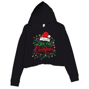 Merry Christmas Matching Family Santa Hat Lights Xmas Crop Fleece Hoodie