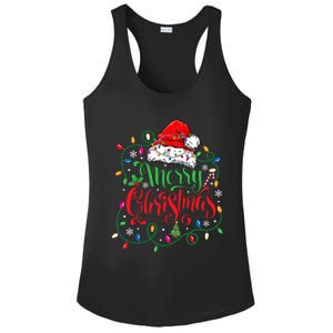 Merry Christmas Matching Family Santa Hat Lights Xmas Ladies PosiCharge Competitor Racerback Tank