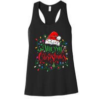 Merry Christmas Matching Family Santa Hat Lights Xmas Women's Racerback Tank