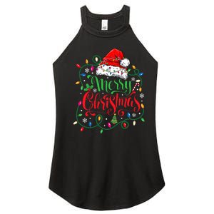 Merry Christmas Matching Family Santa Hat Lights Xmas Women's Perfect Tri Rocker Tank