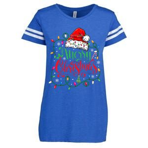 Merry Christmas Matching Family Santa Hat Lights Xmas Enza Ladies Jersey Football T-Shirt