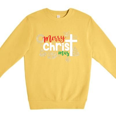 Merry Christ Mas Funny Jesus Christian Gift Religious Premium Crewneck Sweatshirt