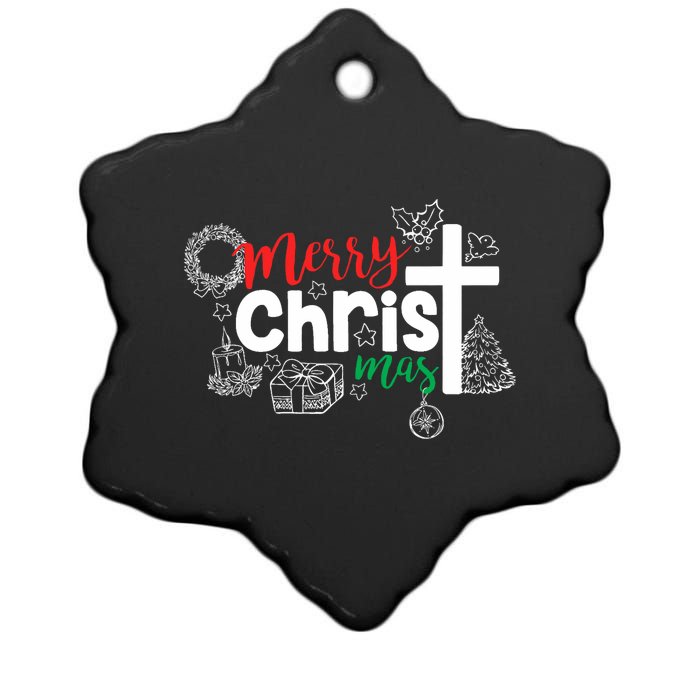 Merry Christ Mas Funny Jesus Christian Gift Religious Ceramic Star Ornament